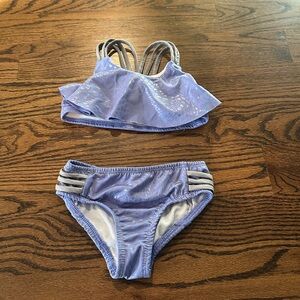 Penelope Mack Purple and Silver Ruffled Bikini Set Size 4T